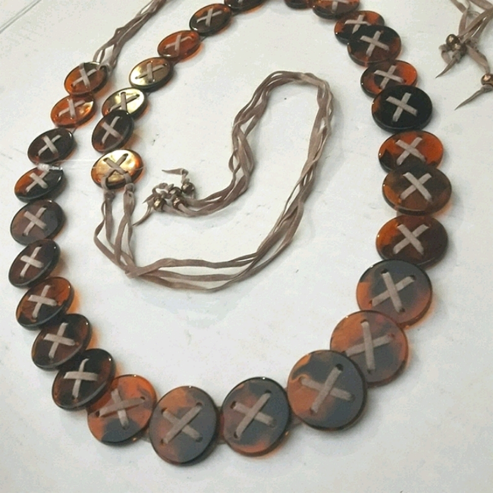 Chain Belt Tortoise Shell Buttons Retro Vintage - image 4